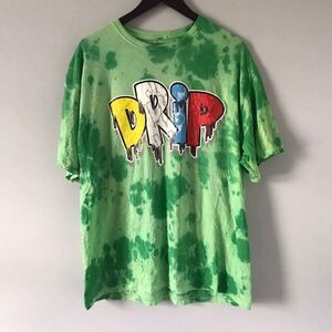 Vibes Mens Short Sleeve Crew Neck Green Tie Dye Graphic T-Shirt Size XL